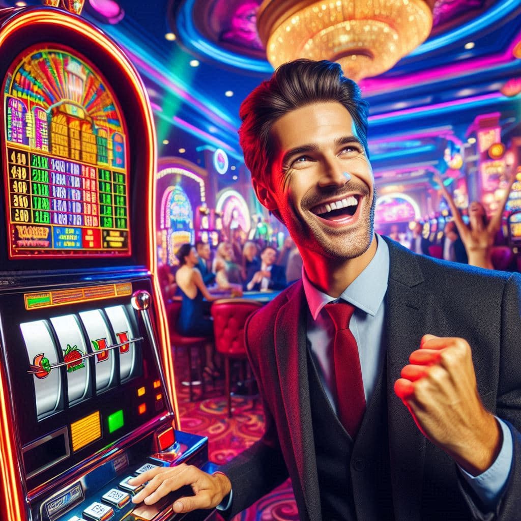 A player celebrating a win at Jackpot Village Casino